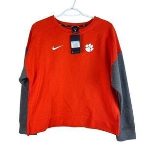 NEW Nike Clemson Tigers Sideline Sweatshirt‎ Womens M Orange Crewneck Stretch